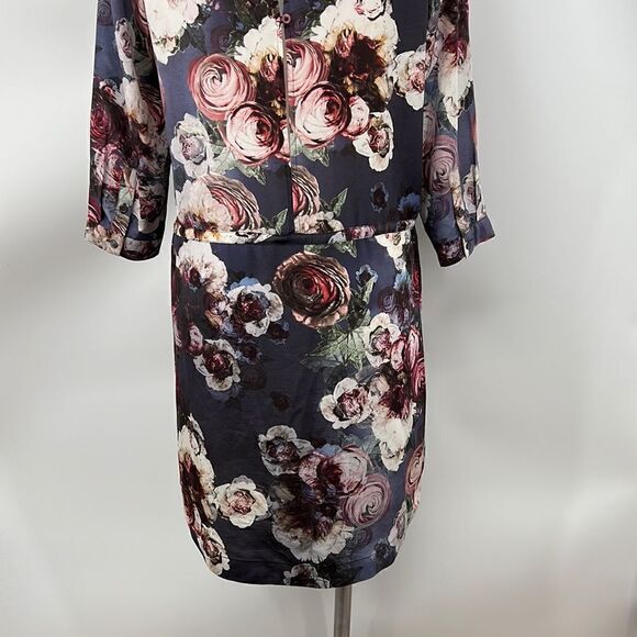 Club Monaco 3/4 sleeve floral print silk dress - Picture 8 of 9